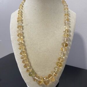 Antique Hand Faceted Natural Citrine Beaded Necklace, 20”